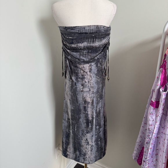 Athleta Gray Strapless Maxi Dress – Whimsigoth Boho Tube Top Festival Lounge S - Picture 6 of 7